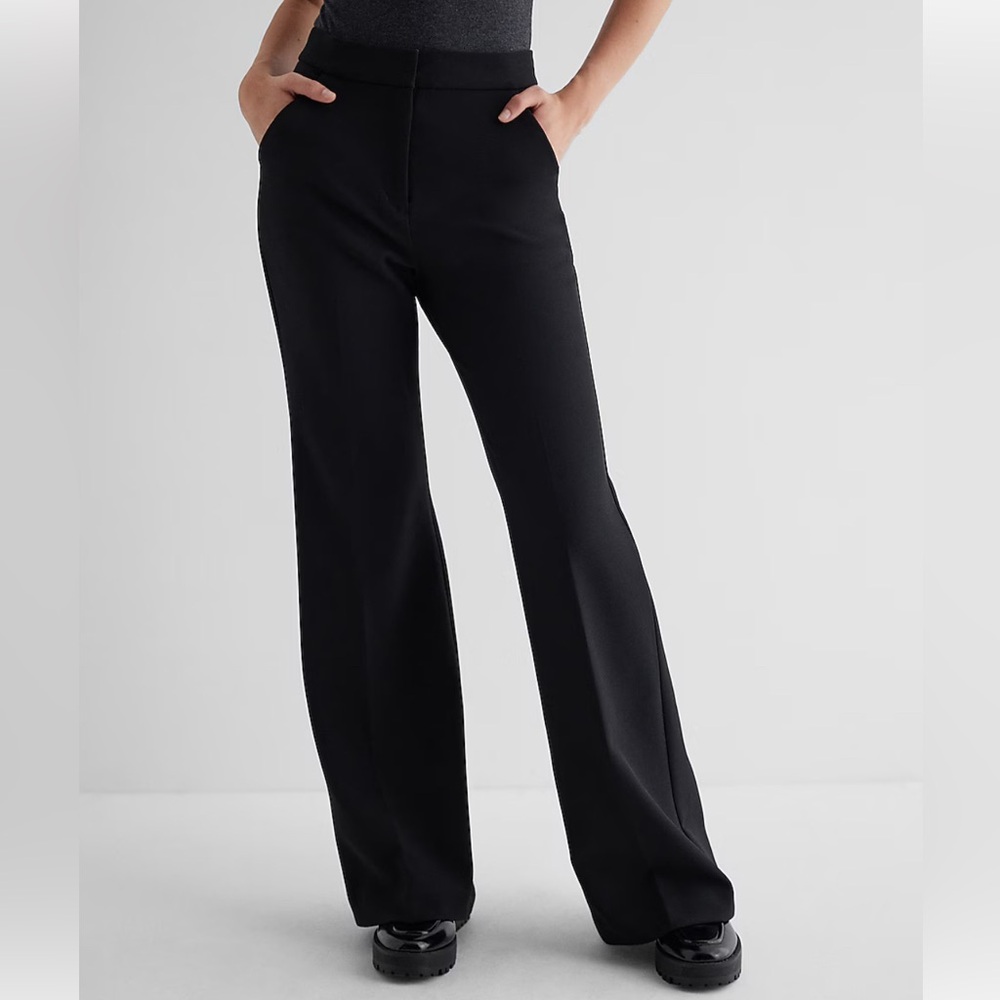 Black Editor High Waisted Trouser Flare Pant
